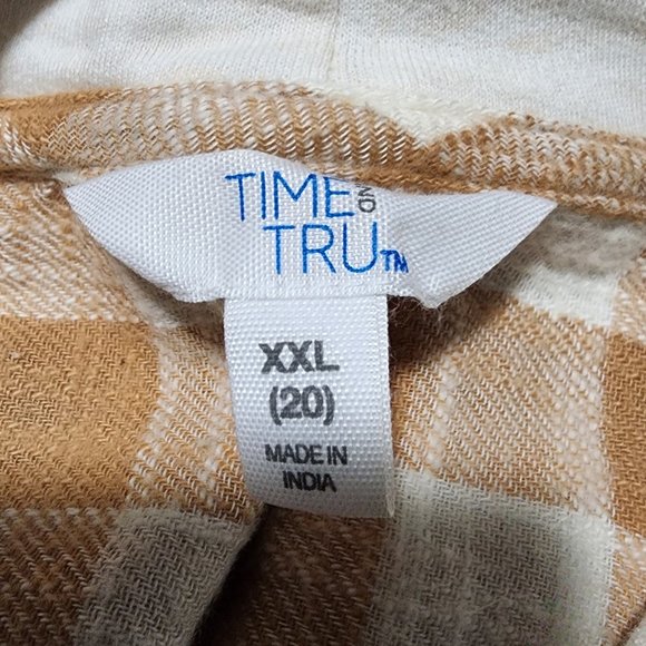 Time and Tru Women's Button Down Hooded Flannel Shirt - Picture 2 of 8